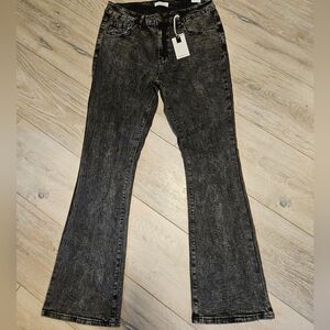 Fire & Rain Mid-rise Comfort Denim Bootcut Acid Wash Black Jeans Juniors 15